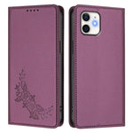 Custodia per telefono magnetica RFID in ecopelle con motivo peonia in rilievo., For iPhone 11, For iPhone 11 Pro