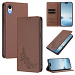 Custodia per telefono magnetica RFID in ecopelle con motivo peonia in rilievo., For iPhone X / XS, For iPhone XR