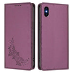 Custodia per telefono magnetica RFID in ecopelle con motivo peonia in rilievo., For iPhone XS Max, For iPhone 8 Plus / 7 Plus