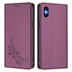 Custodia per telefono magnetica RFID in ecopelle con motivo peonia in rilievo., For iPhone X / XS, For iPhone XR