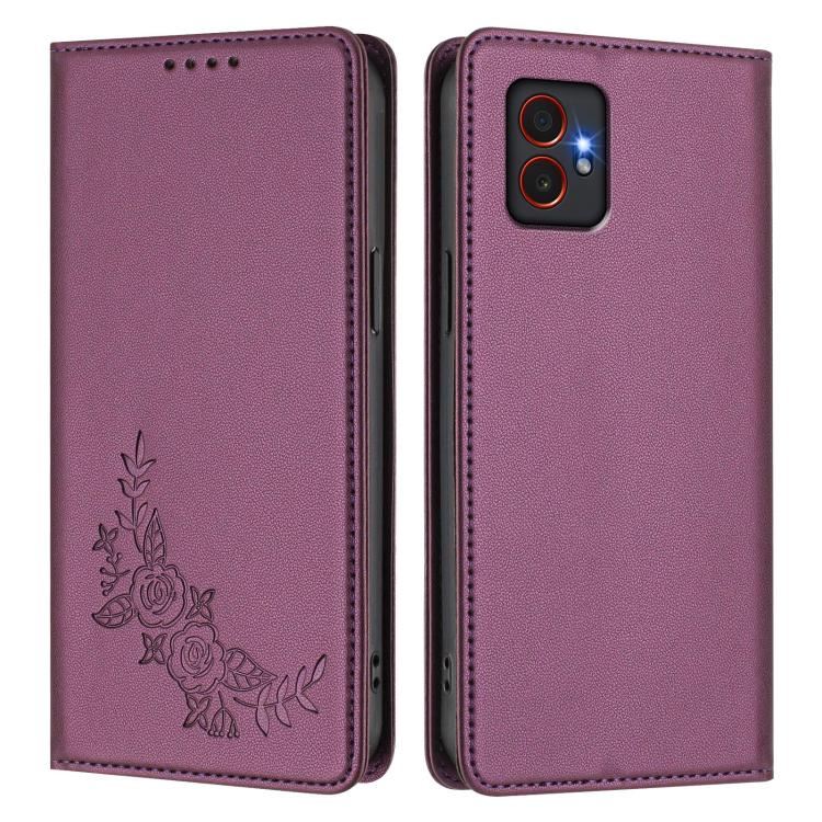 Custodia per telefono magnetica RFID in ecopelle con motivo peonia in rilievo., For Samsung Galaxy XCover7 Pro, For Samsung Galaxy XCover7