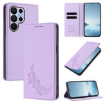 Custodia per telefono magnetica RFID in ecopelle con motivo peonia in rilievo., For Galaxy S26 Edge 5G, For Galaxy S26 Ultra 5G