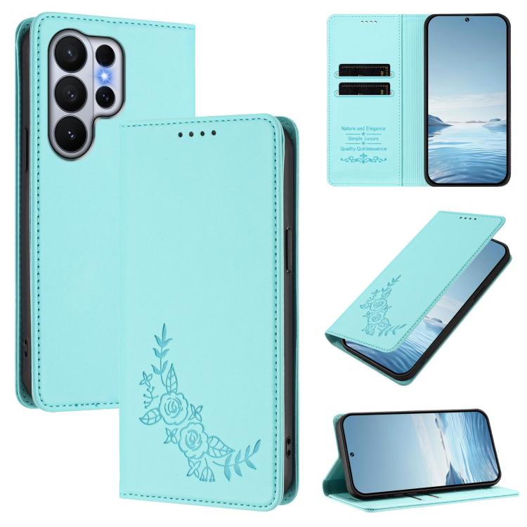 Custodia per telefono magnetica RFID in ecopelle con motivo peonia in rilievo., For Galaxy S26 Edge 5G, For Galaxy S26 Ultra 5G