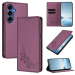 Custodia per telefono magnetica RFID in ecopelle con motivo peonia in rilievo., For Galaxy S26 FE 5G, For Galaxy S26+ 5G