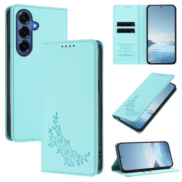Custodia per telefono magnetica RFID in ecopelle con motivo peonia in rilievo., For Galaxy S26 FE 5G, For Galaxy S26+ 5G