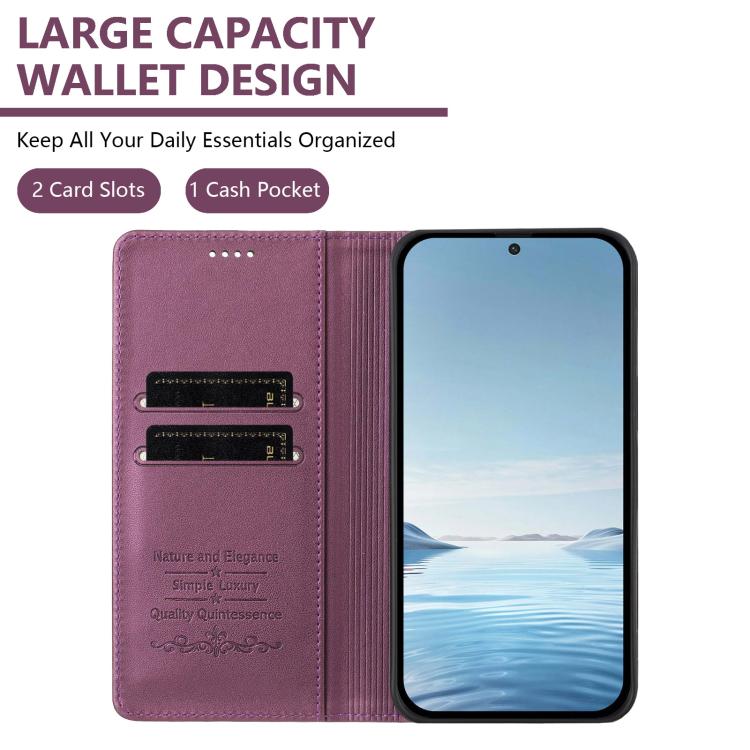 Custodia per telefono magnetica RFID in ecopelle con motivo peonia in rilievo., For Galaxy S26 Edge 5G, For Galaxy S26 Ultra 5G