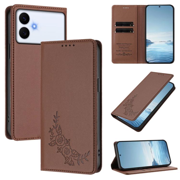 Custodia per telefono magnetica RFID in ecopelle con motivo peonia in rilievo., For Galaxy S26 Edge 5G, For Galaxy S26 Ultra 5G