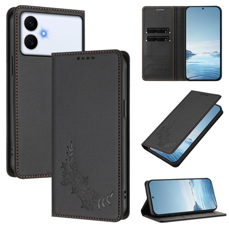 Custodia per telefono magnetica RFID in ecopelle con motivo peonia in rilievo., For Galaxy S26 Edge 5G, For Galaxy S26 Ultra 5G