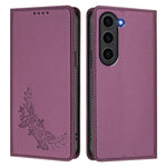 Custodia per telefono magnetica RFID in ecopelle con motivo peonia in rilievo., For Galaxy S23+ 5G, For Galaxy S23 5G