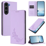 Custodia per telefono magnetica RFID in ecopelle con motivo peonia in rilievo., For Galaxy S23+ 5G, For Galaxy S23 5G