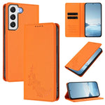 Custodia per telefono magnetica RFID in ecopelle con motivo peonia in rilievo., For Galaxy S22+ 5G, For Galaxy S22 5G