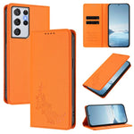 Custodia per telefono magnetica RFID in ecopelle con motivo peonia in rilievo., For Galaxy S21+ 5G, For Galaxy S21 Ultra 5G
