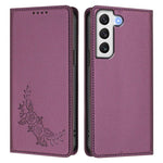 Custodia per telefono magnetica RFID in ecopelle con motivo peonia in rilievo., For Galaxy S21 FE 5G, For Galaxy S21 5G