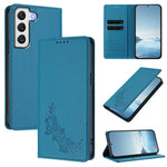 Custodia per telefono magnetica RFID in ecopelle con motivo peonia in rilievo., For Galaxy S21 FE 5G, For Galaxy S21 5G