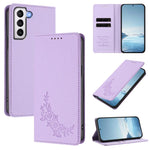 Custodia per telefono magnetica RFID in ecopelle con motivo peonia in rilievo., For Galaxy S21 FE 5G, For Galaxy S21 5G