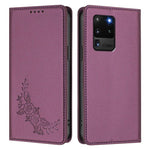 Custodia per telefono magnetica RFID in ecopelle con motivo peonia in rilievo., For Galaxy S20 Ultra 5G, For Galaxy S20+ 5G