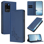 Custodia per telefono magnetica RFID in ecopelle con motivo peonia in rilievo., For Galaxy S20 Ultra 5G, For Galaxy S20+ 5G