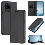 Custodia per telefono magnetica RFID in ecopelle con motivo peonia in rilievo., For Galaxy S20 Ultra 5G, For Galaxy S20+ 5G