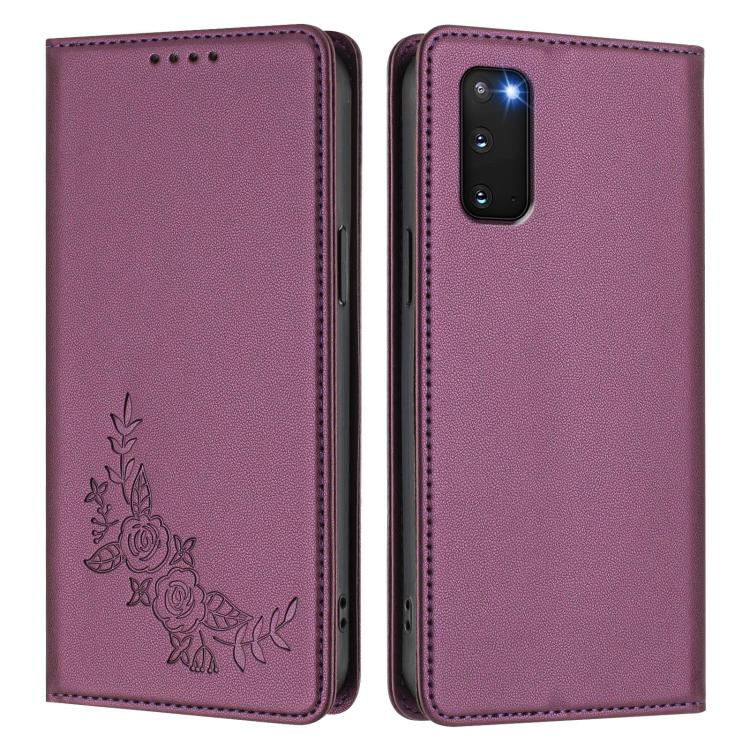 Custodia per telefono magnetica RFID in ecopelle con motivo peonia in rilievo., For Galaxy S20 FE 5G, For Galaxy S22 Ultra 5G