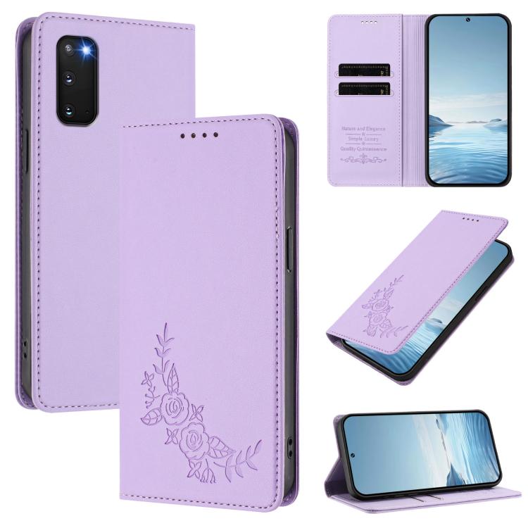 Custodia per telefono magnetica RFID in ecopelle con motivo peonia in rilievo., For Galaxy S20 FE 5G, For Galaxy S22 Ultra 5G