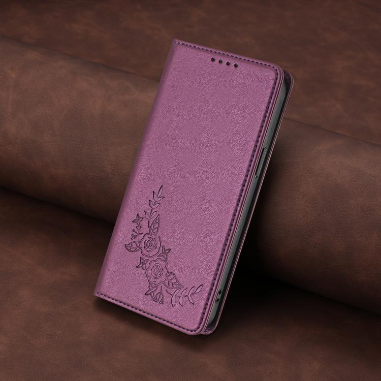 Custodia per telefono magnetica RFID in ecopelle con motivo peonia in rilievo., For Galaxy S26 FE 5G, For Galaxy S26+ 5G
