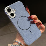 Custodia per telefono a mezza copertura in tessuto di lino stile retrò con chiusura magnetica., For iPhone 16 Pro, For iPhone 16 Plus, For iPhone 16, For iPhone 15 Pro Max