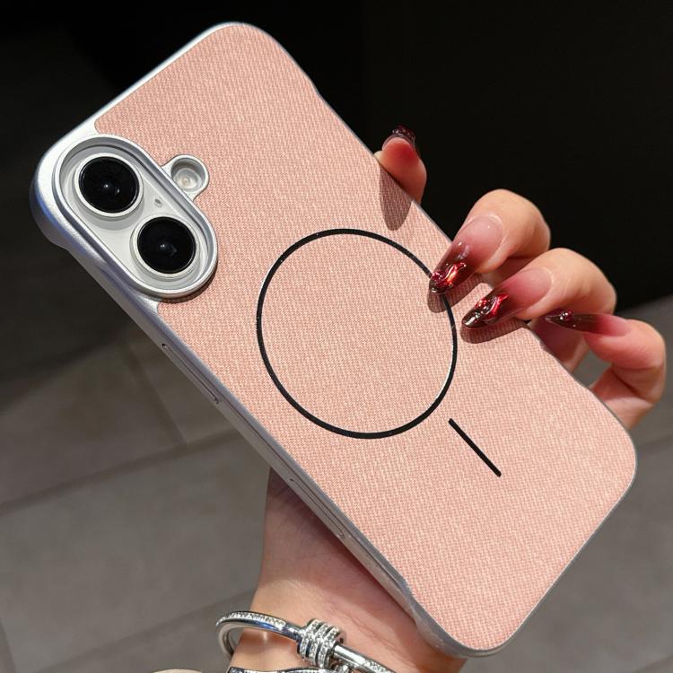 Custodia per telefono a mezza copertura in tessuto di lino stile retrò con chiusura magnetica., For iPhone 16 Pro, For iPhone 16 Plus, For iPhone 16, For iPhone 15 Pro Max