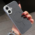 Custodia per telefono a mezza copertura in tessuto di lino stile retrò con chiusura magnetica., For iPhone 16 Pro, For iPhone 16 Plus, For iPhone 16, For iPhone 15 Pro Max