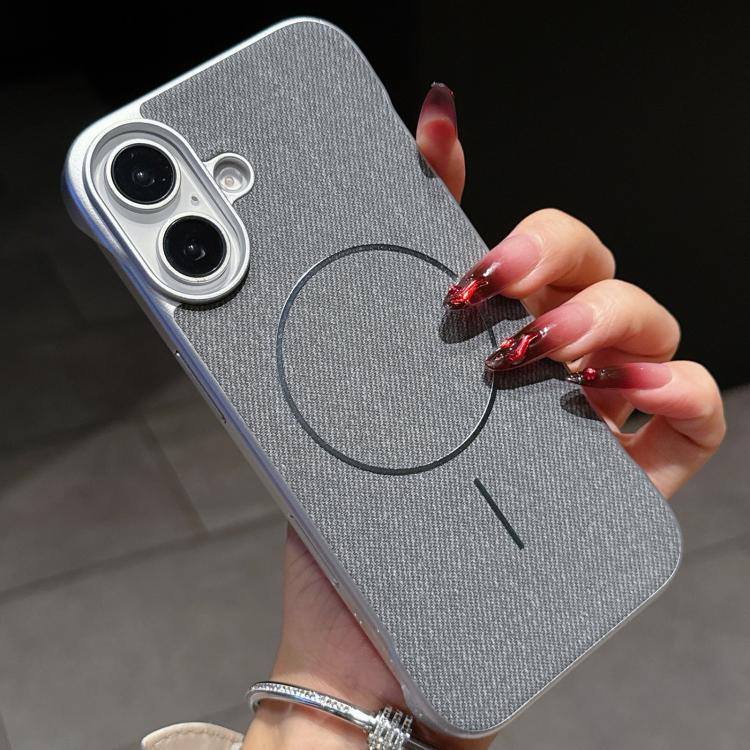 Custodia per telefono a mezza copertura in tessuto di lino stile retrò con chiusura magnetica., For iPhone 16 Pro, For iPhone 16 Plus, For iPhone 16, For iPhone 15 Pro Max