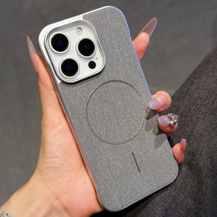 Custodia per telefono a mezza copertura in tessuto di lino stile retrò con chiusura magnetica., For iPhone 16 Pro, For iPhone 16 Plus, For iPhone 16, For iPhone 15 Pro Max