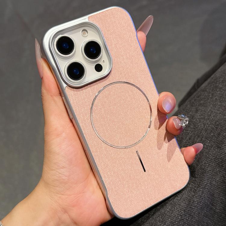 Custodia per telefono a mezza copertura in tessuto di lino stile retrò con chiusura magnetica., For iPhone 15 Pro, For iPhone 15, For iPhone 14 / 13, For iPhone 14 Pro