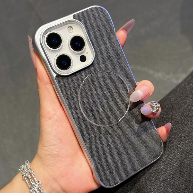 Custodia per telefono a mezza copertura in tessuto di lino stile retrò con chiusura magnetica., For iPhone 15 Pro, For iPhone 15, For iPhone 14 / 13, For iPhone 14 Pro