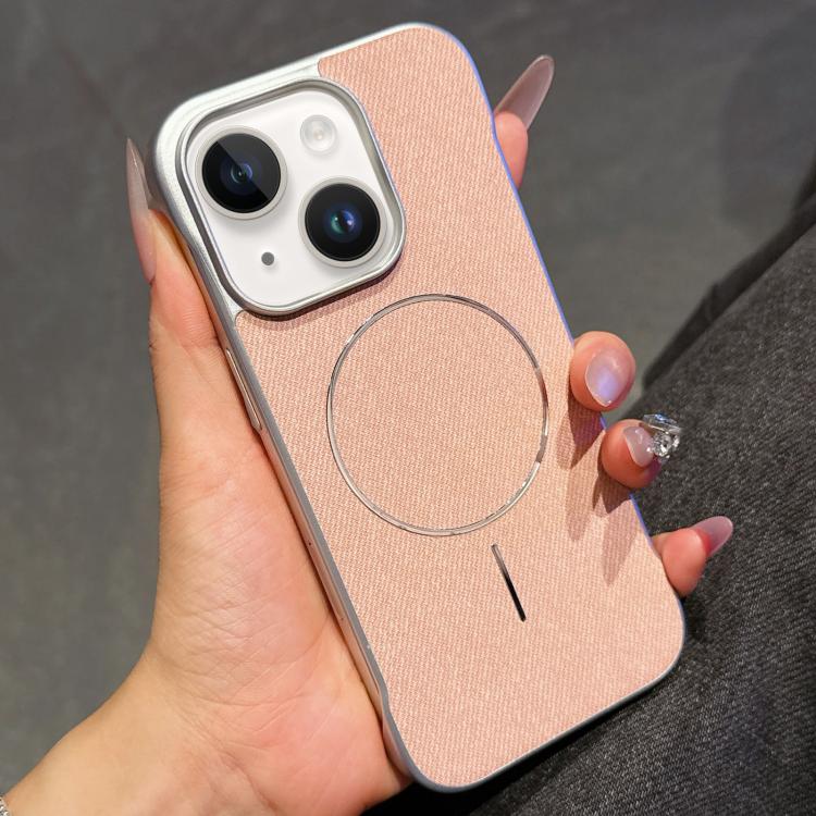 Custodia per telefono a mezza copertura in tessuto di lino stile retrò con chiusura magnetica., For iPhone 15 Pro, For iPhone 15, For iPhone 14 / 13, For iPhone 14 Pro