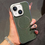 Custodia per telefono a mezza copertura in tessuto di lino stile retrò con chiusura magnetica., For iPhone 15 Pro, For iPhone 15, For iPhone 14 / 13, For iPhone 14 Pro