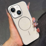 Custodia per telefono a mezza copertura in tessuto di lino stile retrò con chiusura magnetica., For iPhone 15 Pro, For iPhone 15, For iPhone 14 / 13, For iPhone 14 Pro