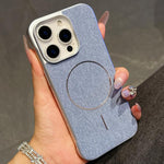 Custodia per telefono a mezza copertura in tessuto di lino stile retrò con chiusura magnetica., For iPhone 15 Pro, For iPhone 15, For iPhone 14 / 13, For iPhone 14 Pro
