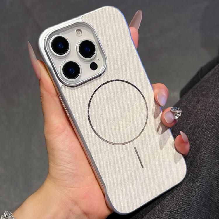 Custodia per telefono a mezza copertura in tessuto di lino stile retrò con chiusura magnetica., For iPhone 14 Pro Max