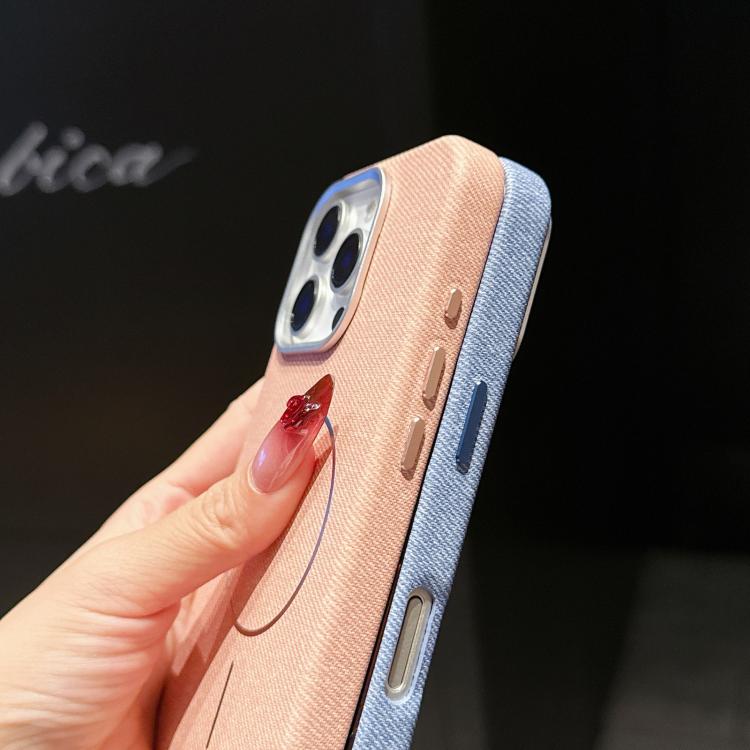 Custodia per telefono a mezza copertura in tessuto di lino stile retrò con chiusura magnetica., For iPhone 15 Pro, For iPhone 15, For iPhone 14 / 13, For iPhone 14 Pro