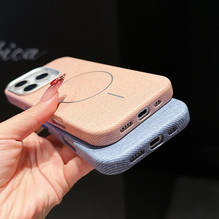 Custodia per telefono a mezza copertura in tessuto di lino stile retrò con chiusura magnetica., For iPhone 16 Pro, For iPhone 16 Plus, For iPhone 16, For iPhone 15 Pro Max