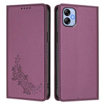 Custodia per telefono magnetica RFID in ecopelle con motivo peonia in rilievo., For Samsung Galaxy M04 / F04