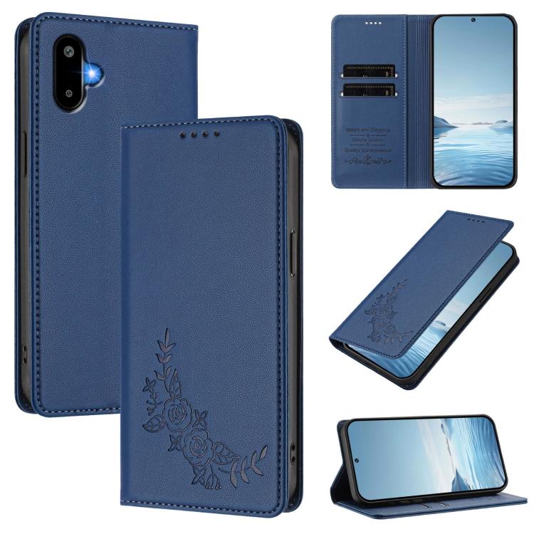 Custodia per telefono magnetica RFID in ecopelle con motivo peonia in rilievo., For Samsung Galaxy M16 5G / F16 5G, For Samsung Galaxy M06 5G / F06 5G