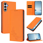 Custodia per telefono magnetica RFID in ecopelle con motivo peonia in rilievo., For Galaxy A24 4G Global, For Galaxy A14 4G / 5G