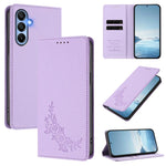Custodia per telefono magnetica RFID in ecopelle con motivo peonia in rilievo., For Galaxy A15 4G / 5G, For Galaxy A55 5G Global