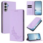 Custodia per telefono magnetica RFID in ecopelle con motivo peonia in rilievo., For Galaxy A34 5G, For Galaxy A54 5G