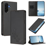 Custodia per telefono magnetica RFID in ecopelle con motivo peonia in rilievo., For Galaxy A57 5G, For Galaxy A37 5G