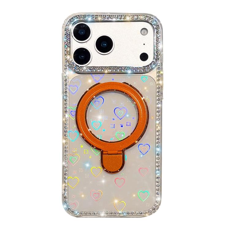 Custodia per telefono antiurto con supporto magnetico IMD a doppia faccia e strass., For iPhone 17 Pro Max, For iPhone 17 Pro