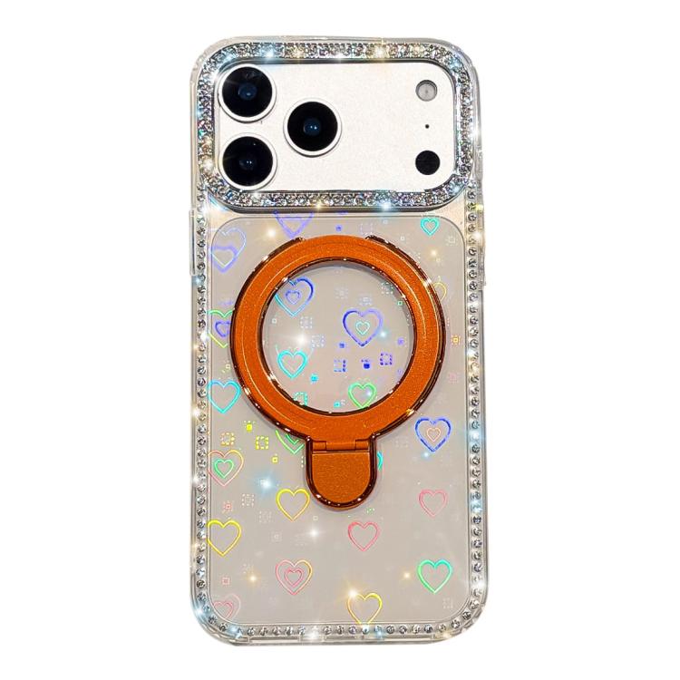 Custodia per telefono antiurto con supporto magnetico IMD a doppia faccia e strass., For iPhone 17 Pro Max, For iPhone 17 Pro