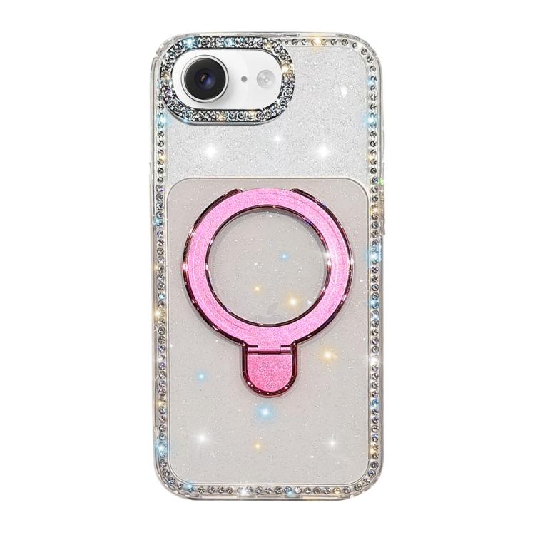 Custodia per telefono antiurto con supporto magnetico IMD a doppia faccia e strass., For iPhone 16e / 17e, For iPhone 16