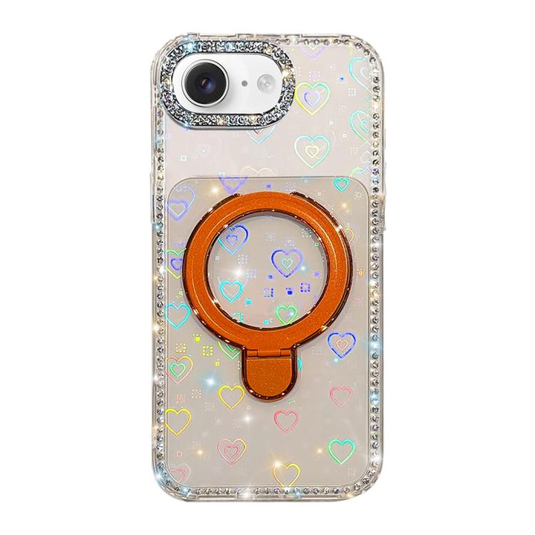 Custodia per telefono antiurto con supporto magnetico IMD a doppia faccia e strass., For iPhone 16e / 17e, For iPhone 16
