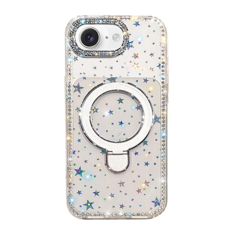 Custodia per telefono antiurto con supporto magnetico IMD a doppia faccia e strass., For iPhone 16e / 17e, For iPhone 16